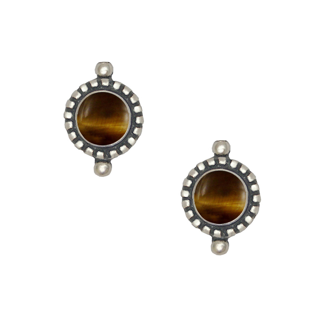 Sterling Silver Petite Tiger Eye Post Stud Earrings